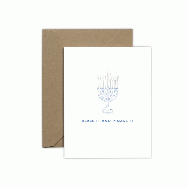BLAZE IT AND PRAISE IT Hannukah Card